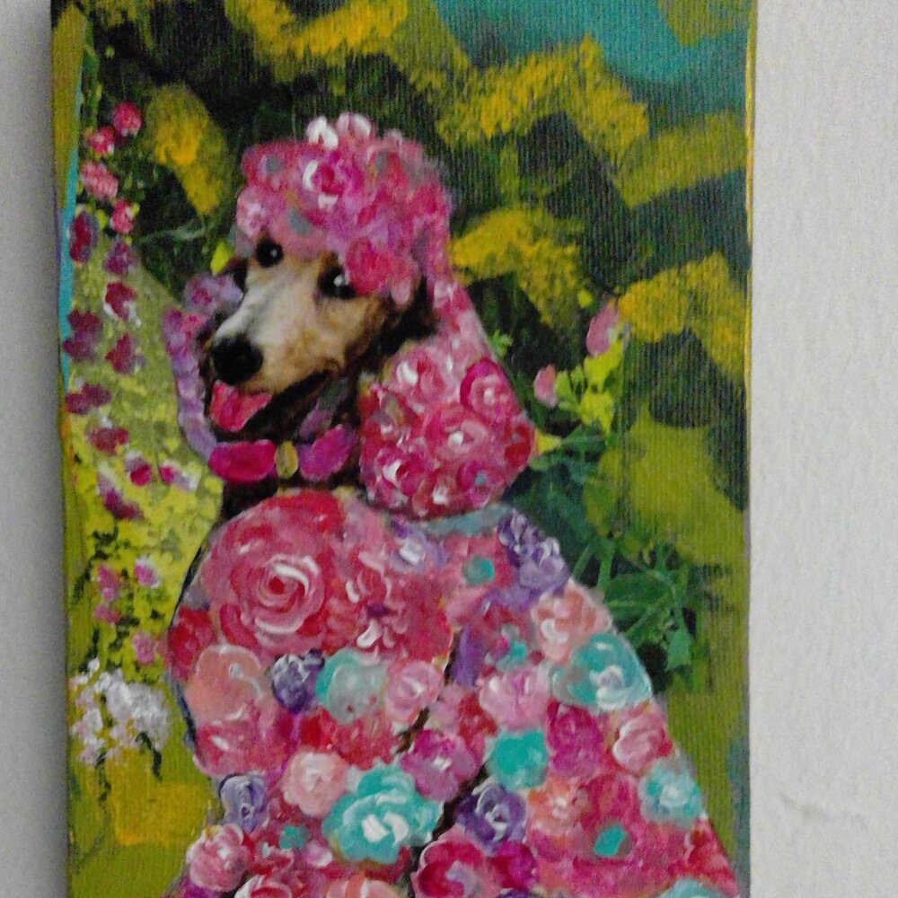 4" x 6" collage painting in acrylic on canvas.